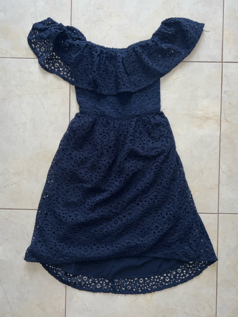 Abercrombie & Fitch Navy Blue Eyelet Smocked Dress